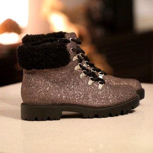 NWOT Justfab Sparkle Bronze Combat Bootie